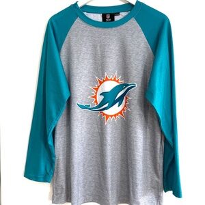 Miami Dolphins NFL Team Apparel Vintage Look Long Sleeve Tshirt Aqua Men Lg NWOT